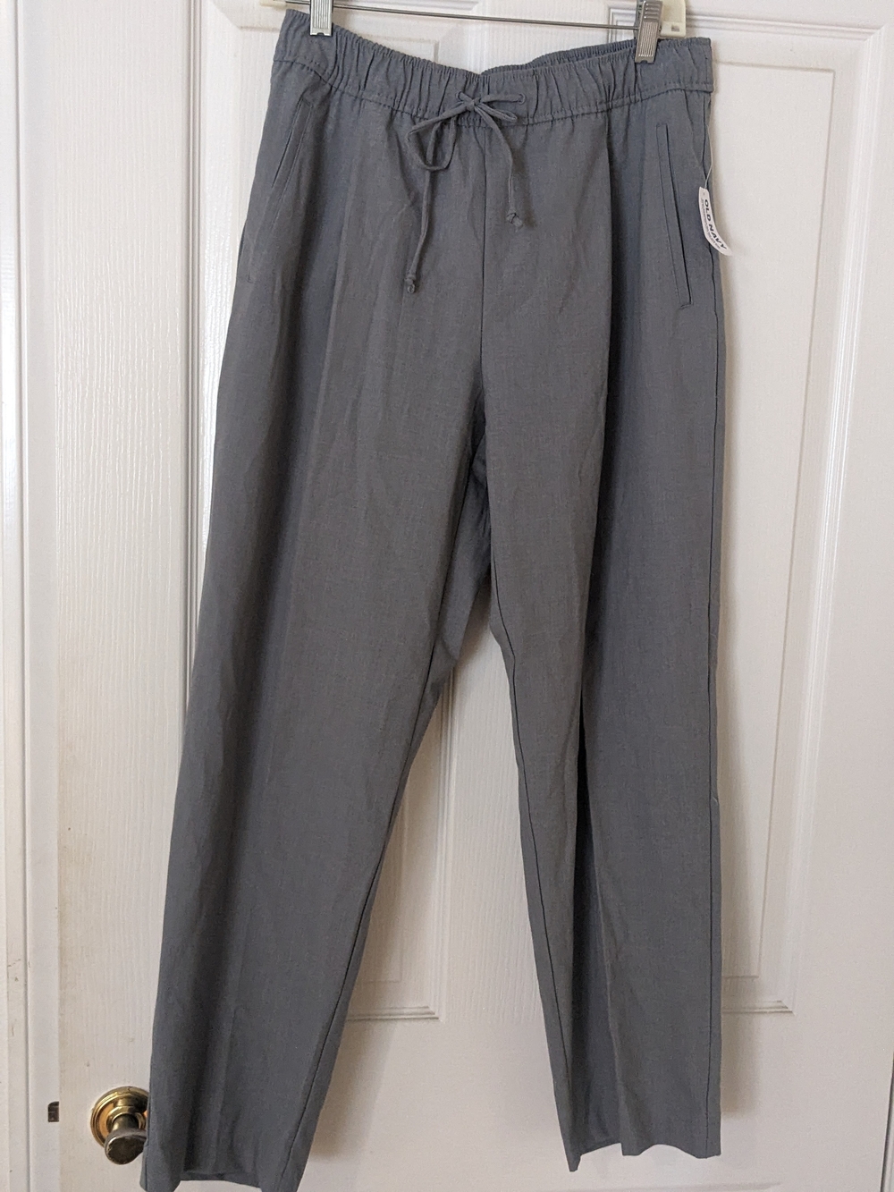 Old Navy Women's Billie Straight Gray Drawstring Casual Trousers